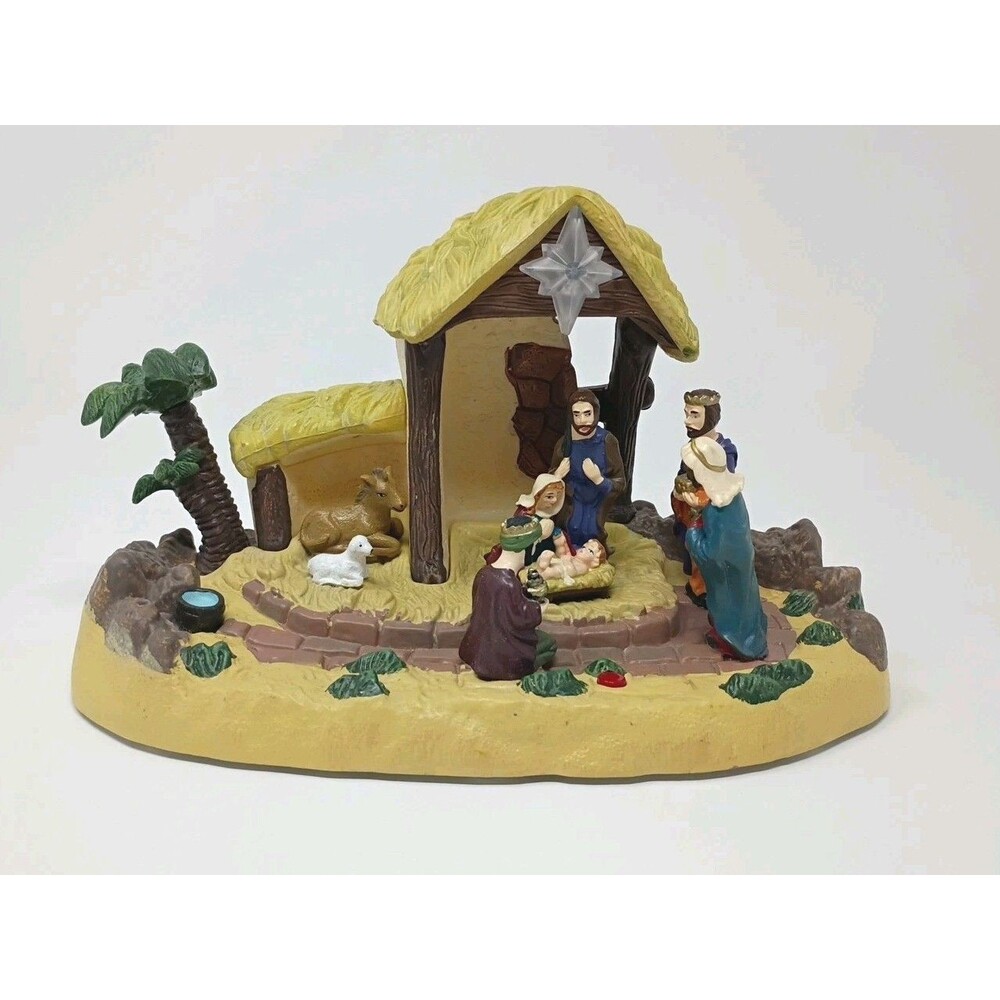 Gemmy  Musical Nativity Scene Lighted Sound Narrated Story Christmas Decor-Works